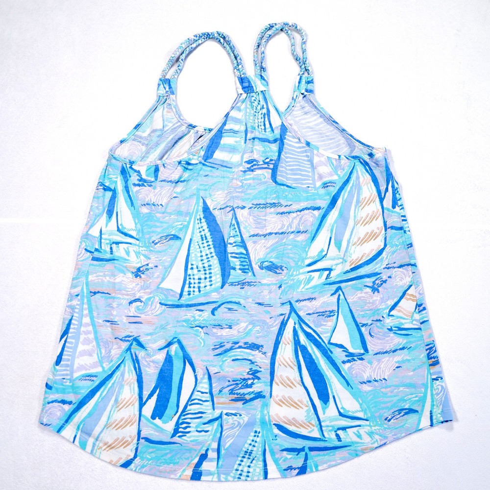 LILLY PULITZER Women's M Light Lilac Verbena Aboat Time Aleida Tank Tunic Top - Picture 4 of 7